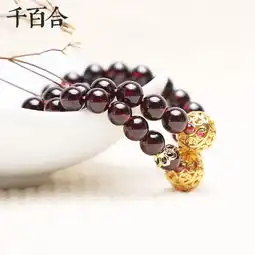 千百合情侣手链天然正品石榴石水晶男女手串民族风手工饰品
