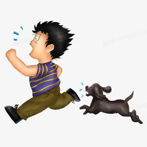 卡通男孩被恶犬追着咬插画元素png图片素材免费下载元素png30003000像素
