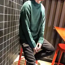 日系原宿风格修身羊毛高领毛衣
