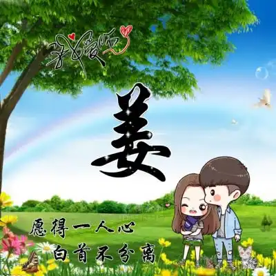 带姓氏的卡通情侣头像,我爱你愿得一人心白首不相离
