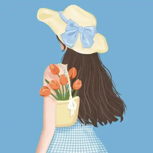 女生手捧鲜花头像
