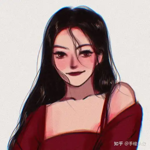 红色手绘情侣头像
