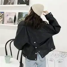 8025pu皮衣女短款翻领外套原宿机车皮夹克
