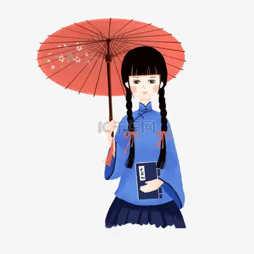 拿着油纸伞的女孩
