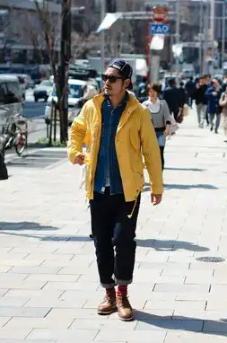 大风降温怎么办街拍型男示范防风夹克这样穿
