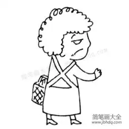 生气的阿姨简笔画画法
