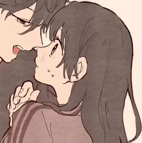 手绘动漫插画情侣头像
