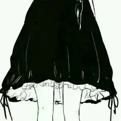 黑白情侣漫画图片女生穿黑裙子男生穿白半截袖
