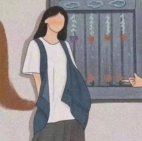 插画文艺风情侣头像早点见面
