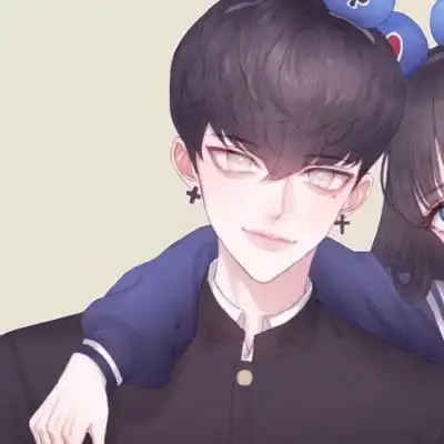 情侣头像动漫一男一女情侣头像二次元呆萌两张配对
