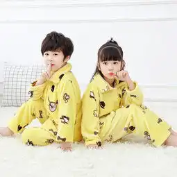 2018秋冬新款儿童法兰绒睡衣男女童中小童家居服套装中大童珊瑚绒睡衣fy
