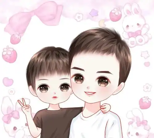 手绘亲子情侣全家福
