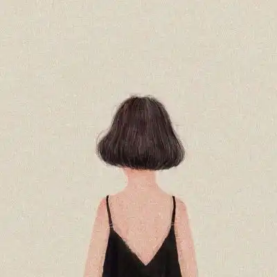 卡通背影头像唯美漂亮手绘画女生背影图片
