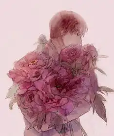 穿红色衣服男生拿着一束花头像
