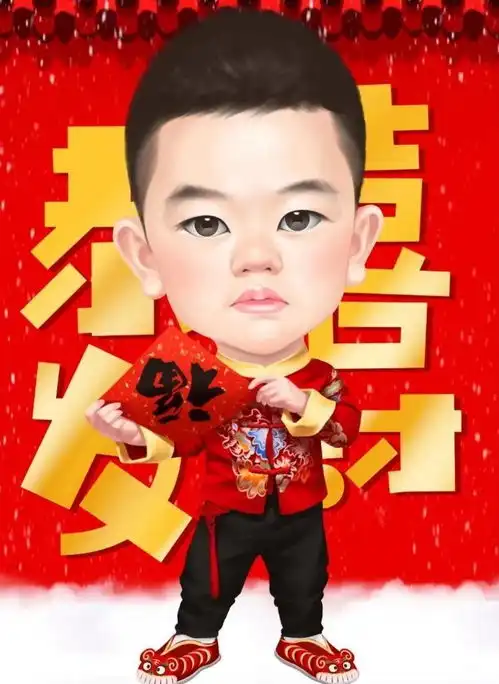 2022新年漫画头像,喜气洋洋红红火火,一家老小都喜欢

