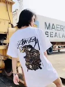 正品街头潮牌stussy日本黑武士插画印花宽松男女情侣短袖t恤
