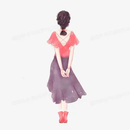 手绘唯美女性背影免抠元素png图片素材免费下载女性png36003600像素
